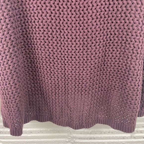 LOFT Camel Cotton Blend Loose Chunky Knit Mock Neck Sweater Tunic Wine Color M - Picture 10 of 13